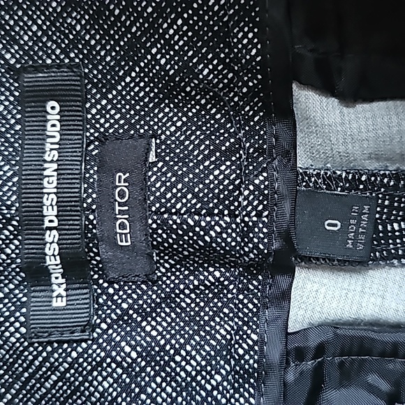 Express Design Studio Editor Black White Twill Stretch Capri Pants Womens Size 0 - Picture 12 of 14